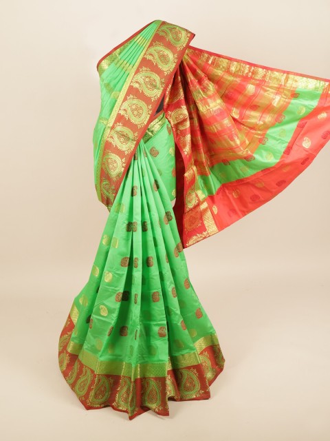 

Pothys Green & Red Woven Design Saree