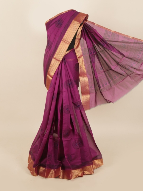 

Pothys Violet & Gold-Toned Silk Cotton Saree