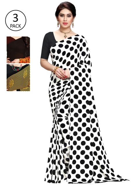 

KALINI Pack Of 3 Printed Saree, Black
