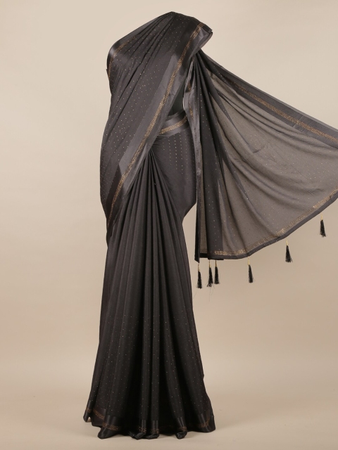 

Pothys Grey & Gold-Toned Embellished Saree