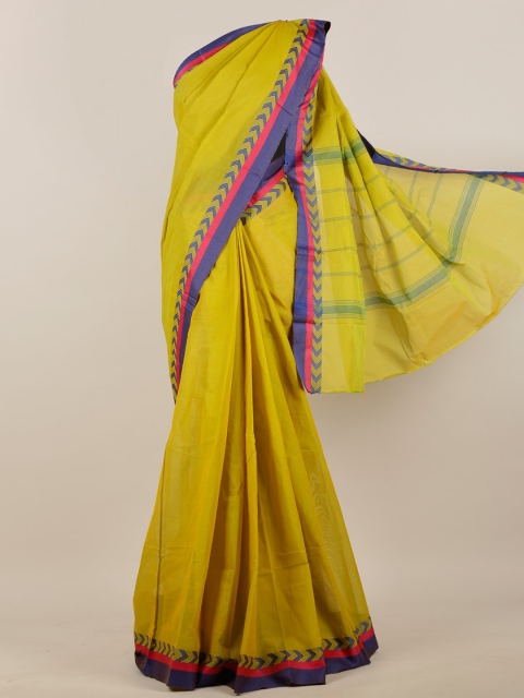 

Pothys Lime Green & Violet Pure Cotton Saree