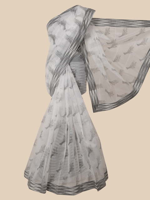 

Pothys Grey Floral Supernet Saree