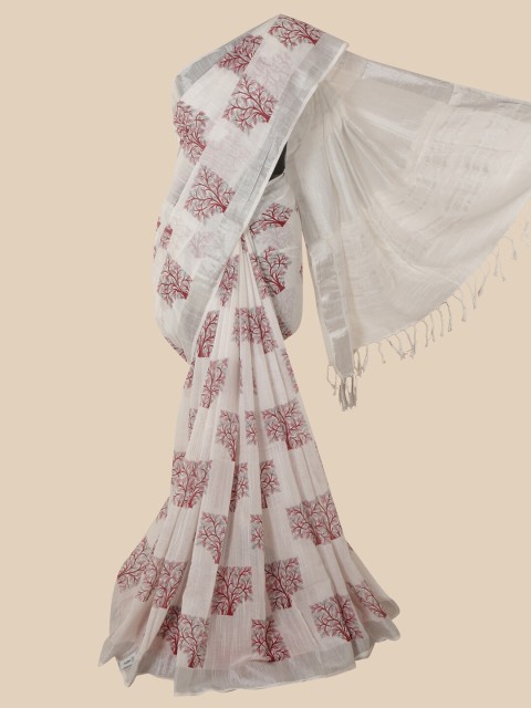 

Pothys White & Maroon Jute Cotton Saree