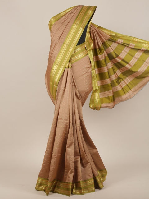 

Pothys Brown & Green Checked Zari Art Silk Saree
