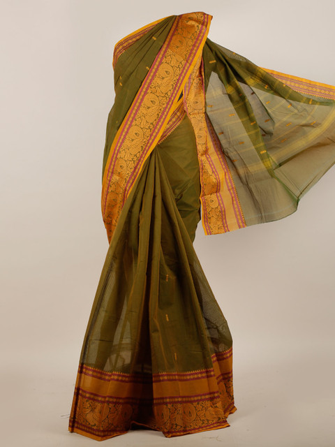 

Pothys Green & Mustard Woven Design Pure Cotton Saree