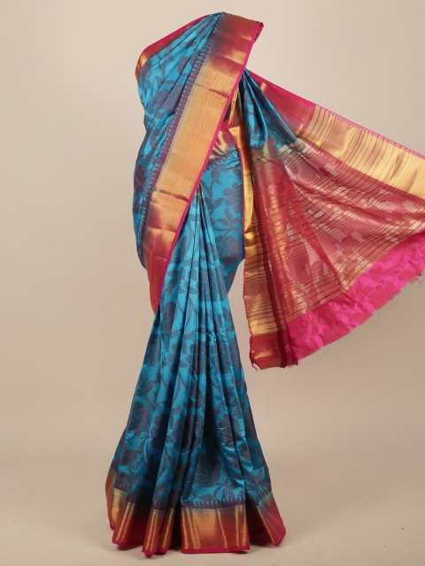 

Pothys Blue & Pink Woven Design Jute Silk Saree