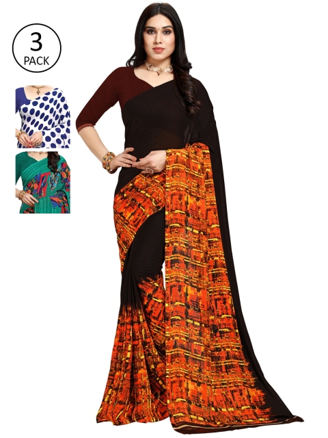

KALINI Pack of 3 Printed Sarees, Multi