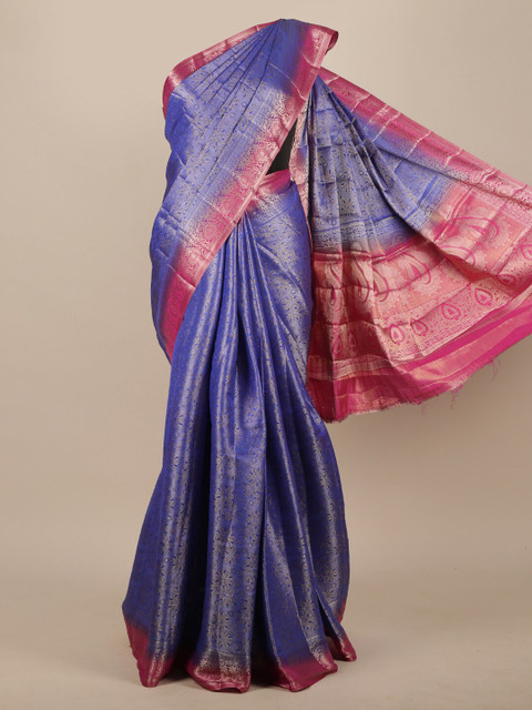 

Pothys Blue & Pink Woven Design Zari Jute Silk Saree