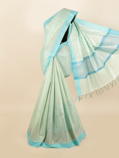 

Pothys Blue Embroidered Ethnic Motifs Tissue Saree