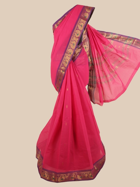 

Pothys Pink & Gold-Toned Pure Cotton Saree