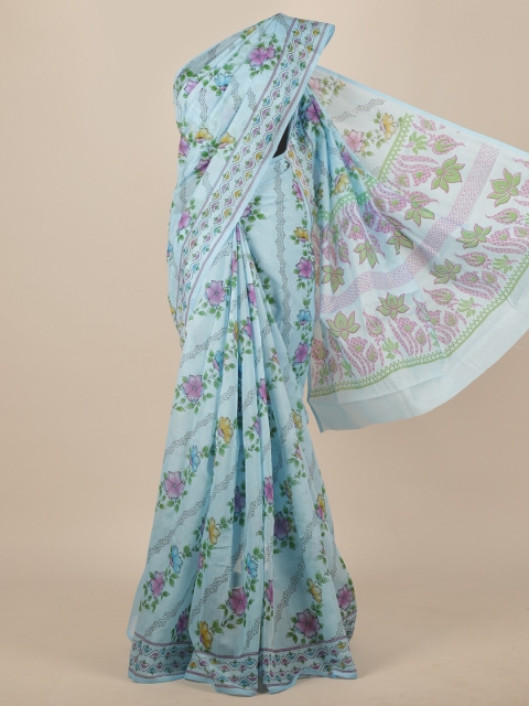 

Pothys Blue & Pink Floral Saree