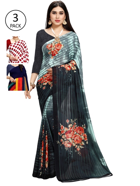 

KALINI Set Of 3 Multicoloured Poly Georgette Printed Sarees, Multi