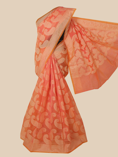 

Pothys Peach-Coloured & Beige Paisley Saree