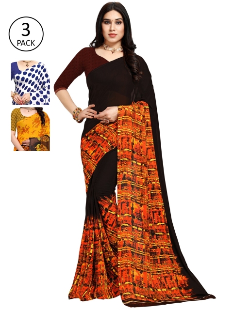 

KALINI Pack of 3 Printed Sarees, Multi