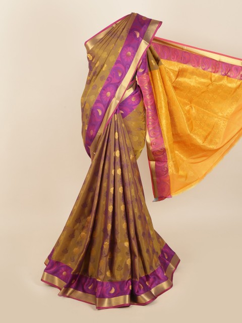 

Pothys Beige & Violet Woven Design Silk Blend Saree