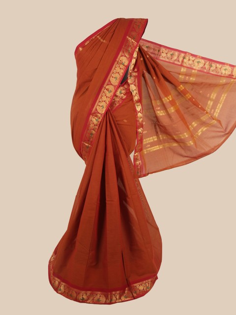 

Pothys Brown Pure Cotton Solid Saree