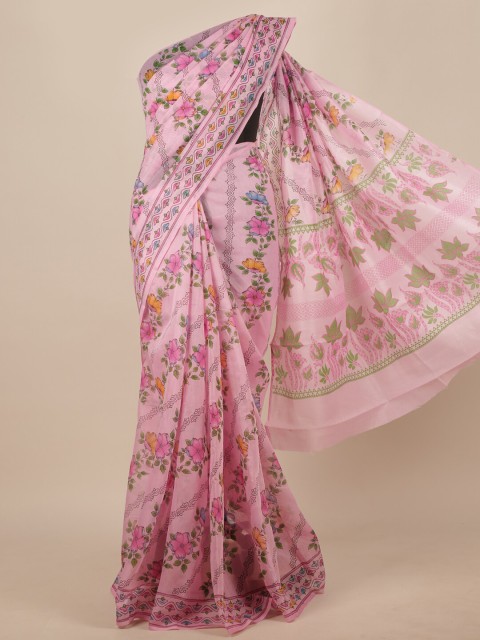 

Pothys Pink & Green Floral Saree