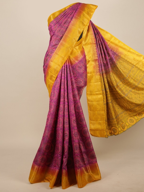 

Pothys Pink & Gold-Toned Ethnic Motifs Zari Jute Silk Saree