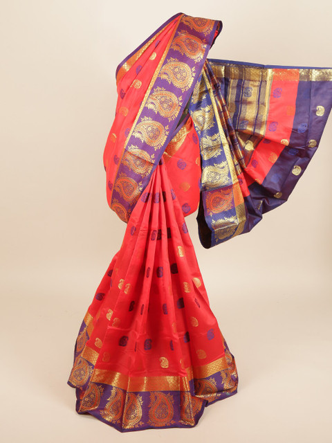 

Pothys Red & Purple Paisley Saree