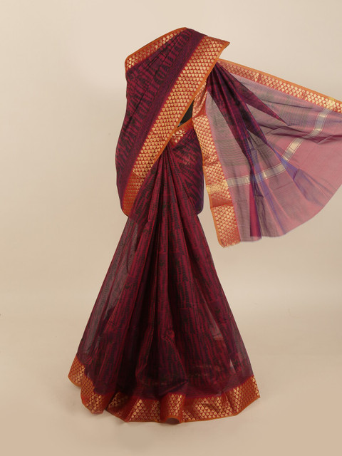 

Pothys Violet & Orange Silk Cotton Saree