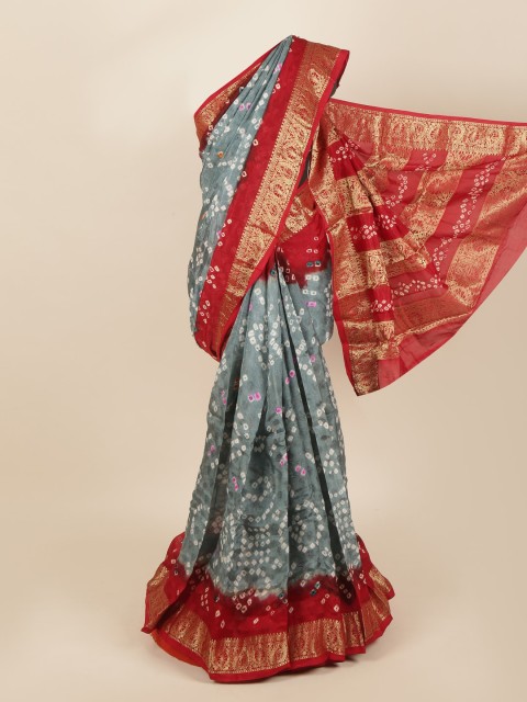 

Pothys Grey & Red Bandhani Art Silk Saree