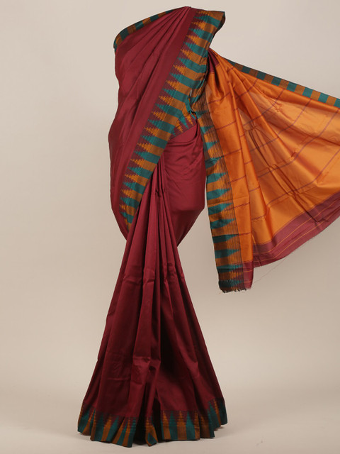

Pothys Maroon & Orange Art Silk Saree