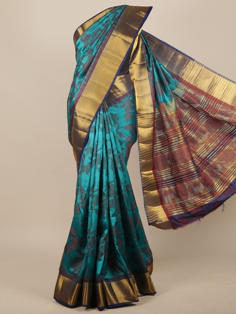 

Pothys Blue & Maroon Ethnic Motifs Zari Jute Silk Saree