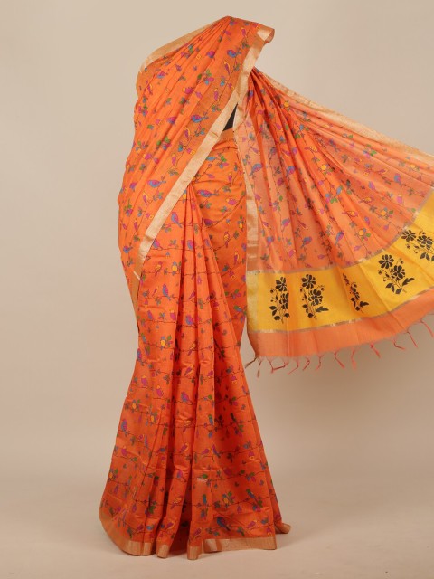 

Pothys Orange & Yellow Silk Cotton Saree
