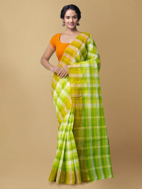 

Unnati Silks Green Checked Pure Cotton Mangalagiri Saree