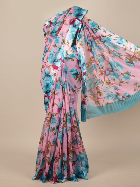 

Pothys Pink & Blue Floral Saree