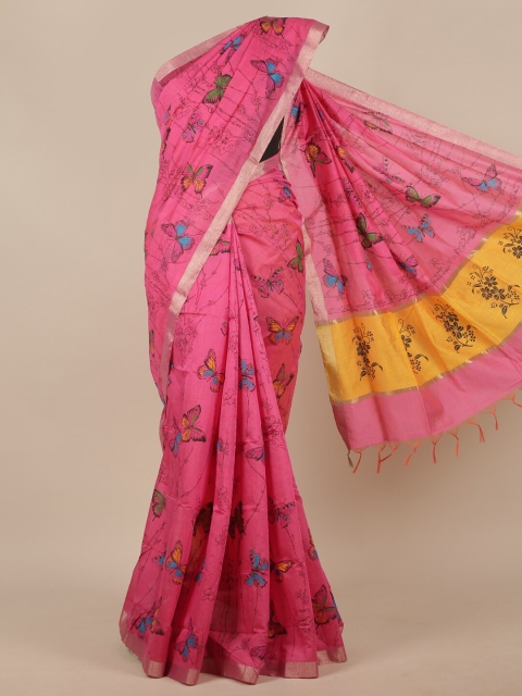 

Pothys Pink Zari Cotton Blend Saree