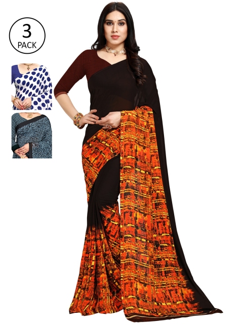 

KALINI Pack of 3 Printed Sarees, Multi