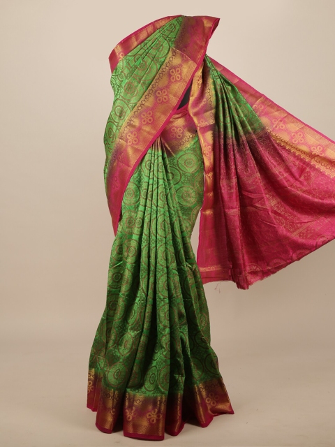 

Pothys Green & Magenta Floral Zari Jute Silk Saree