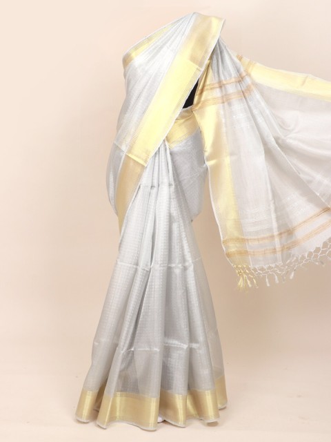 

Pothys Silver-Colouredc & Golden Tissue Saree