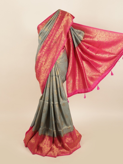 

Pothys Grey & Pink Woven Design Jute Silk Saree