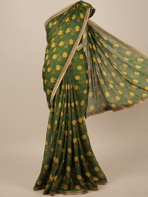 

Pothys Green & Yellow Floral Saree
