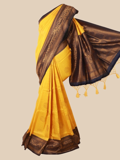 

Pothys Yellow & Brown Woven Design Jute Silk Saree