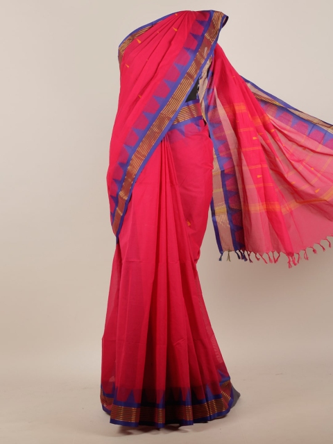 

Pothys Pink & Blue Woven Design Pure Cotton Saree