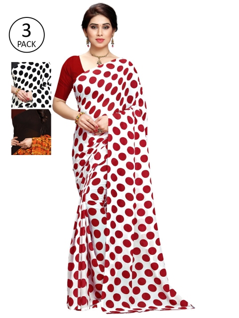 

KALINI Pack Of 3 Printed Saree, White