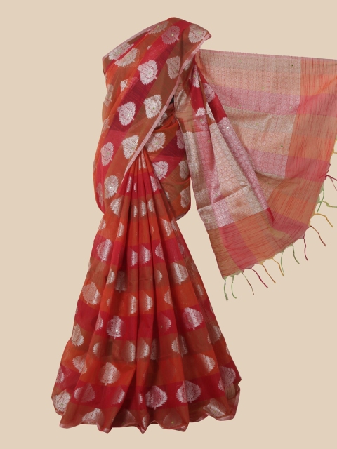 

Pothys Red & Pink Ethnic Motifs Zari Saree