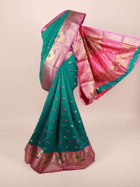 

Pothys Green & Pink Floral Woven Design Saree