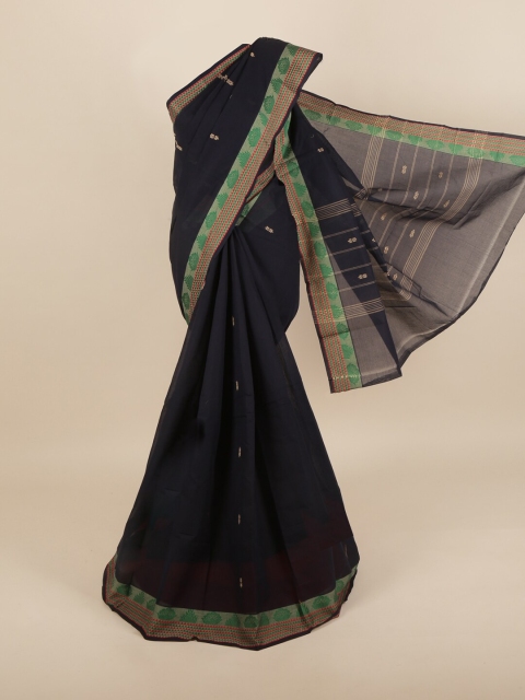 

Pothys Women Navy Blue Pure Cotton Solid Saree