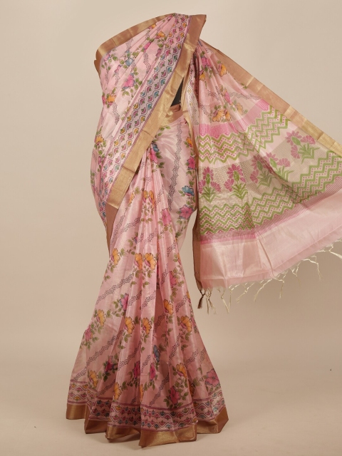 

Pothys Pink & Green Floral Saree