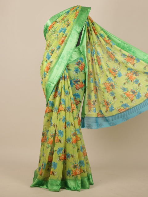 

Pothys Green & Blue Floral Saree