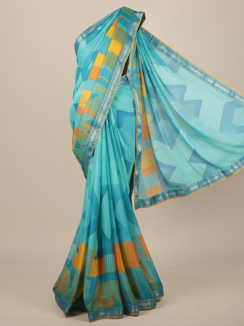 

Pothys Blue Printed Poly Chiffon Saree