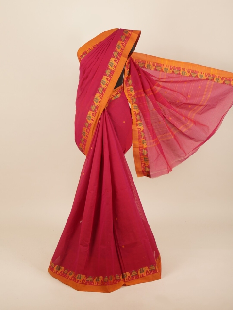 

Pothys Pink Pure Cotton Thread Work Border Saree
