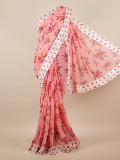

Pothys Pink & White Floral Saree