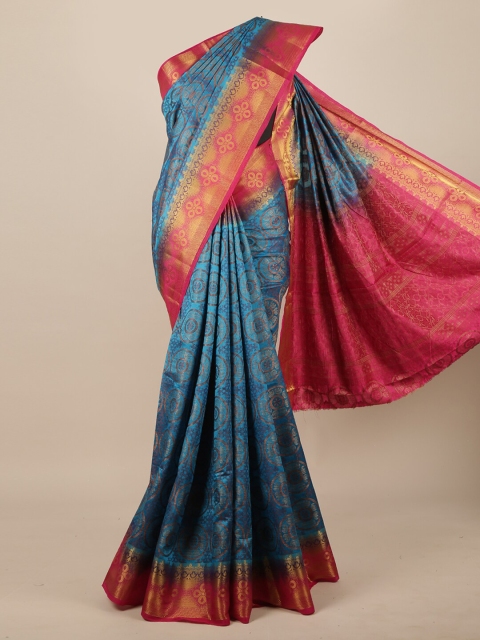 

Pothys Blue & Pink Woven Design Zari Jute Silk Saree
