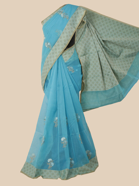 

Pothys Blue & Beige Floral Saree