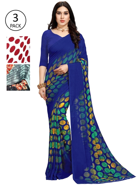 

KALINI Set Of 3 Multicoloured Poly Georgette Printed Sarees, Multi